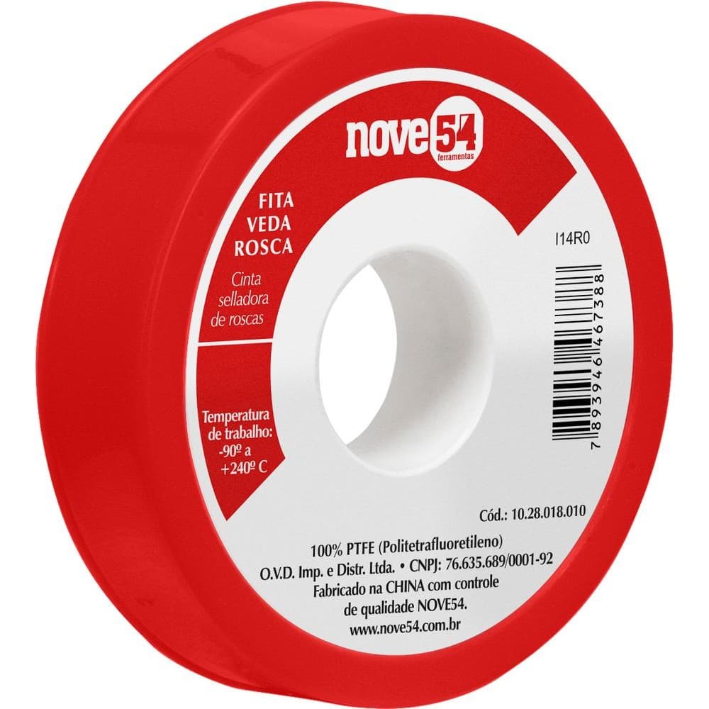 Fita Veda Rosca 12mmx10m Ptfe Teflon Peça Nove54