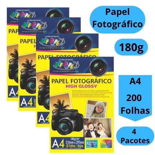 Papel Fotográfico 180g A4 50 / 100 /200 Folhas Glossy Resistente a Água Premium Offpaper