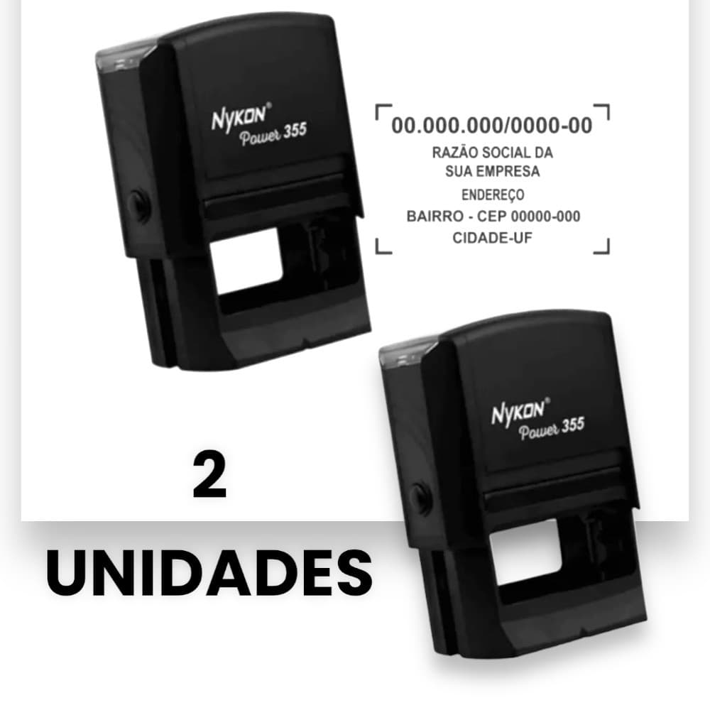 KIT 2 Carimbos Automático Personalizado Padrão CNPJ  Nykon 355
