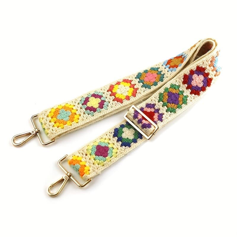 Alças de Crochê em Forma de Flor para Substituição em Bolsas Femininas, Alça de Guitarra Larga e Ajustável para Bolsas