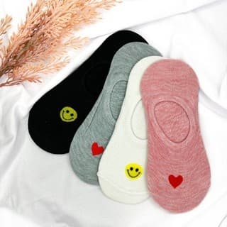 Kit 3,6 ou12 Pares Meia Sapatilha Invisível Estampas Emoji Coração e Bichinhos Hello Moda Feminina