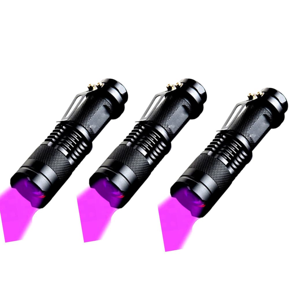 Kit 3 Lanterna LED Mini Ultra Violeta Potente Recarregável Luz Negra