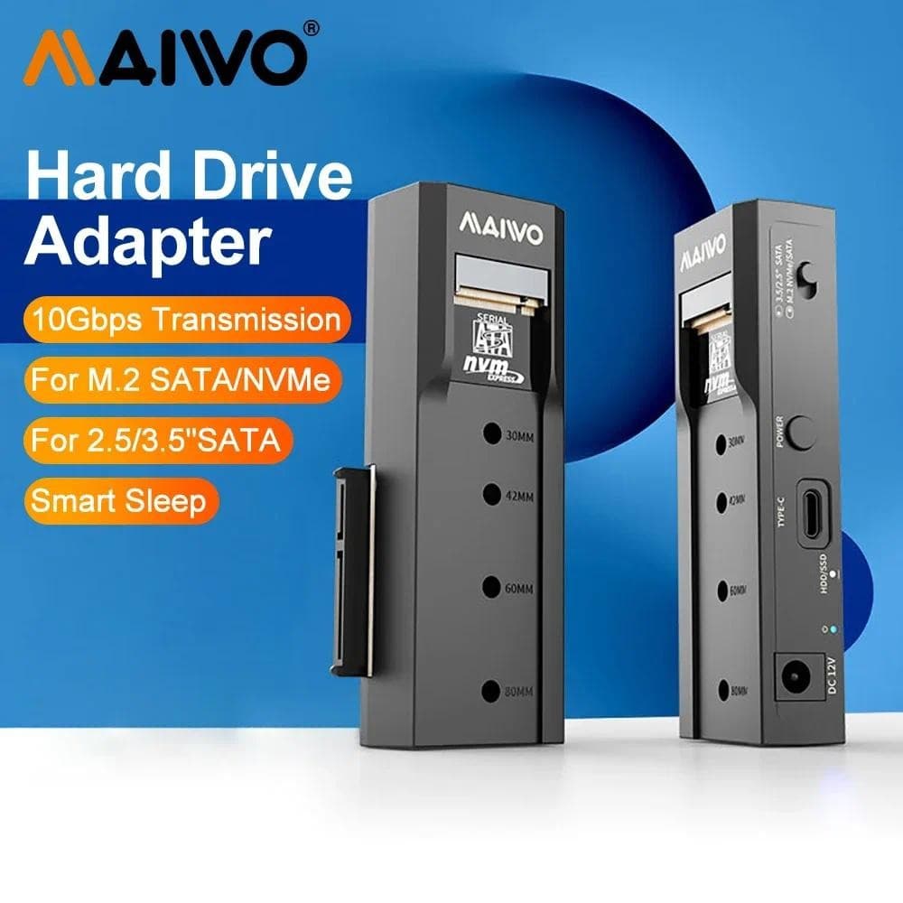 Gabinete SSD MAIWO M2 NVMe/NGFF Tipo C 10Gbps PCIe M.2 SSD 2,5/3,5 polegadas Gabinete HDD de Armazenamento Externo