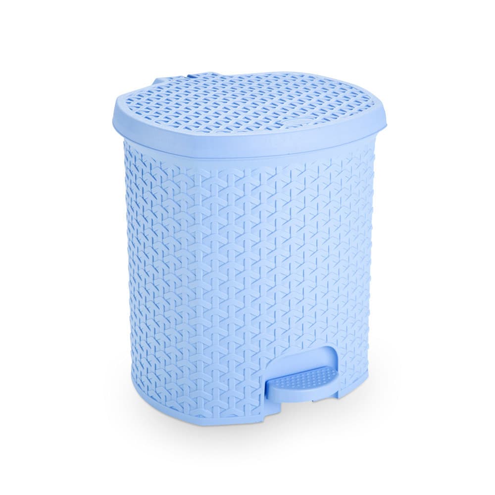 Cesto Lixeira 6 Litros Com Pedal Rattan Azul Claro Banheiro