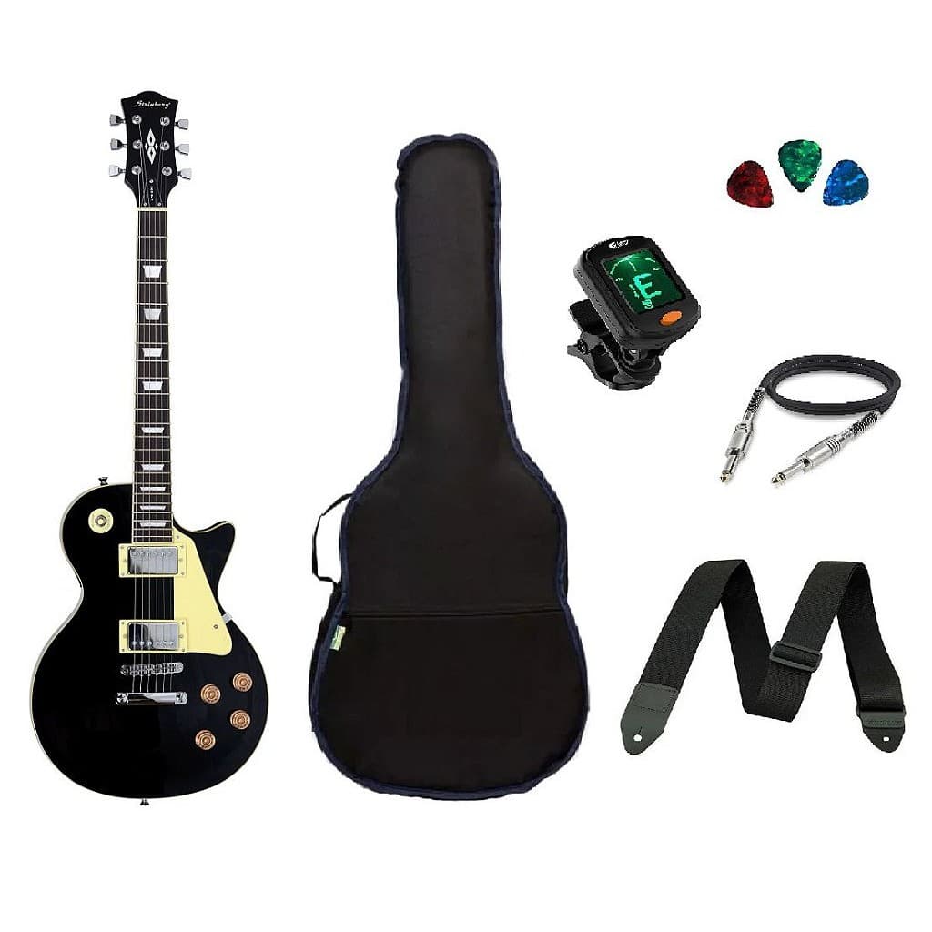 Kit Guitarra Strinberg Les Paul LPS230 + Afinador Digital + Acessórios Preta