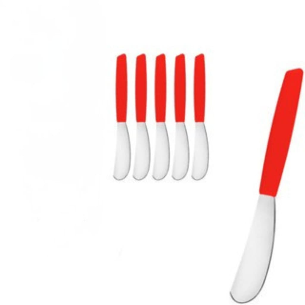 Kit 6 Espatula Pate/Manteiga Inox Cabo Vermelho