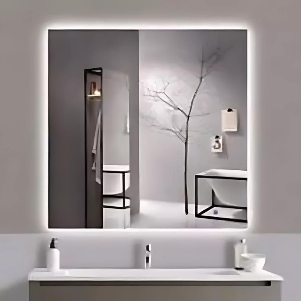 Espelho Led Quadrado Com Luz Decorativo sala banheiro bateria ou Fonte Bivolt com kit instalação