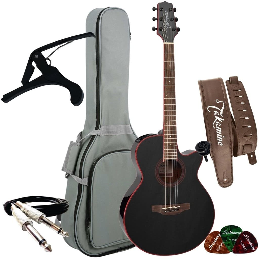 Kit Violao Takamine Elétrico Gf49ce G Series Aço + Capa Correia Capotraste Cabo