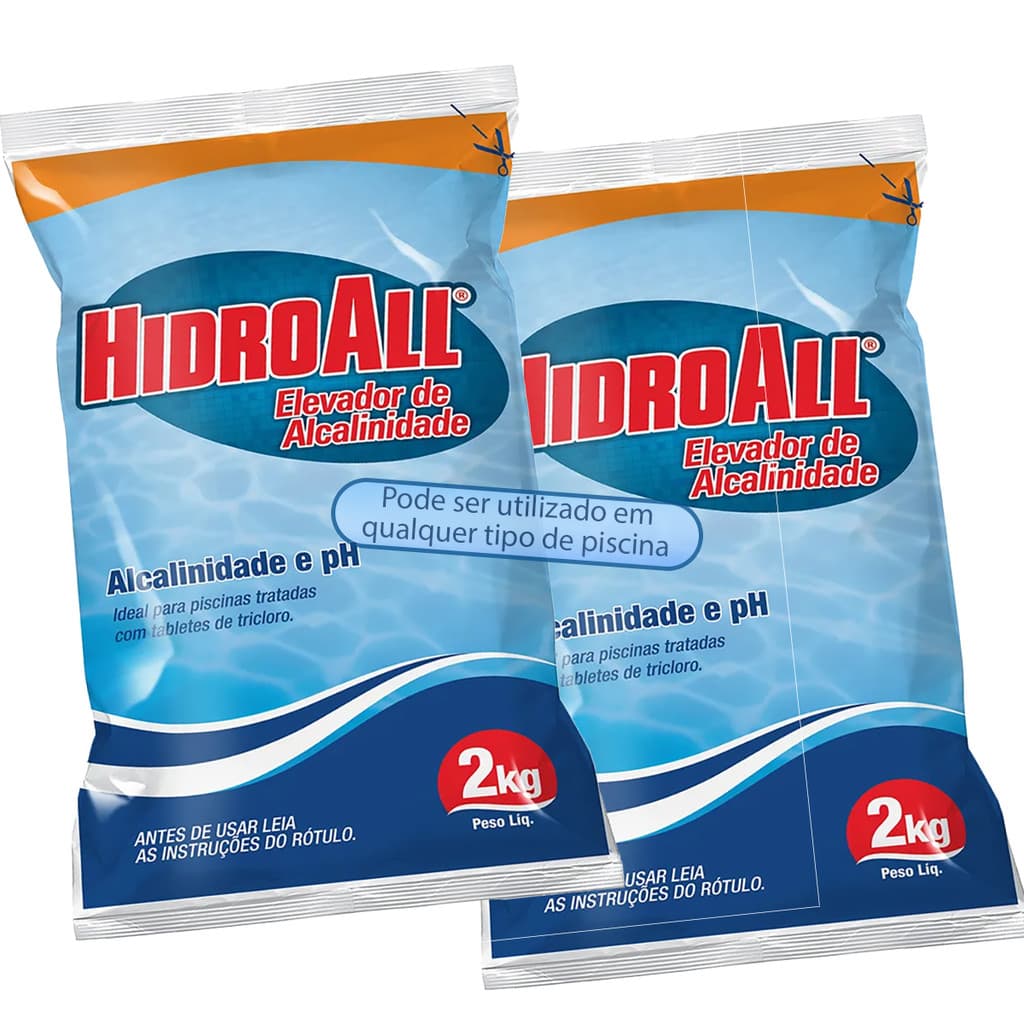 Kit 2 Elevador de Alcalinidade Ph Estável Hidroall Alcalinizante Tratamento De Piscinas