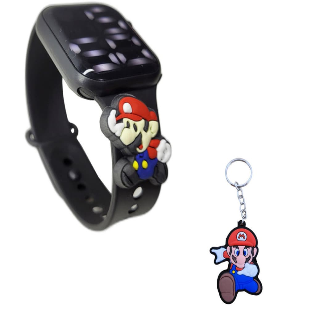 Chaveiro Relógio MARIO BROS Infantil DG Resistente à Água-Pr
