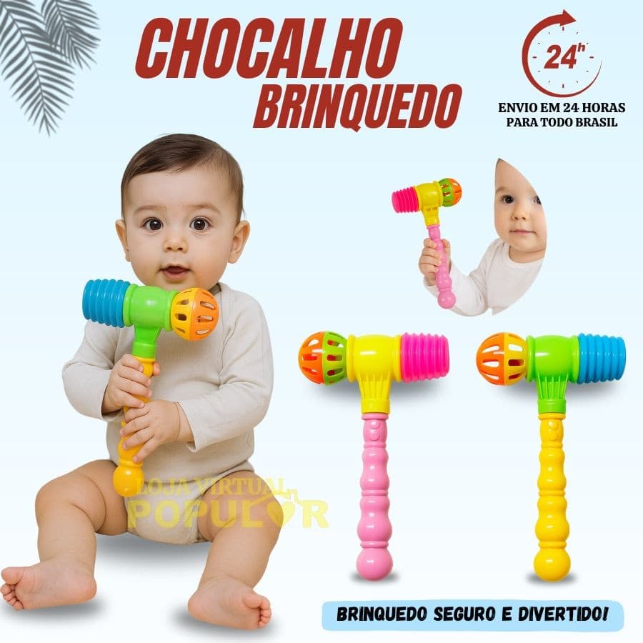 Chocalho Para Bebê 22cm Brinquedo Infantil Martelo Color