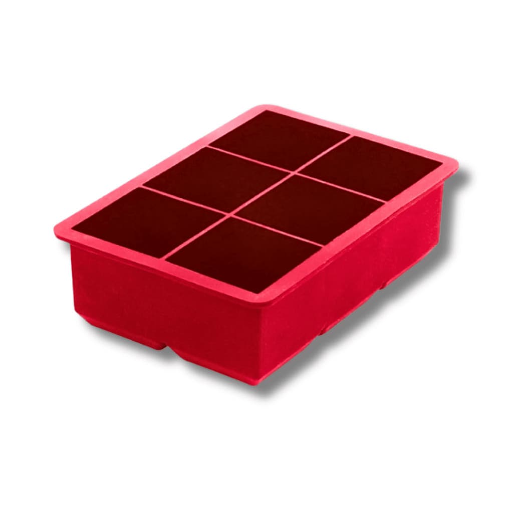 Forma de Gelo Silicone 06 Cubos Grandes Vermelha Drinks Whisky - Allmix