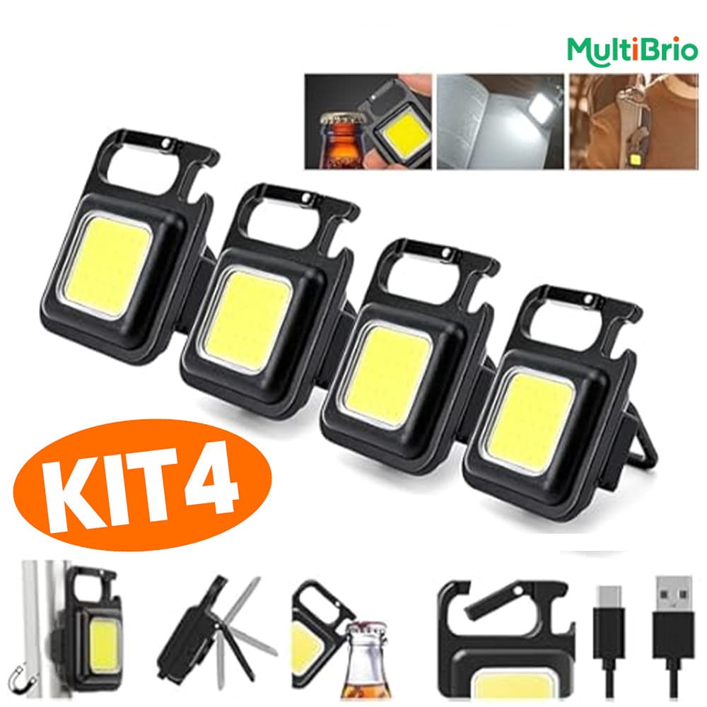 Com iluminação recarregável portátil LED/USB ajustável 3 modos Mini lanterna lanterna chaveiro e abridor de garrafas