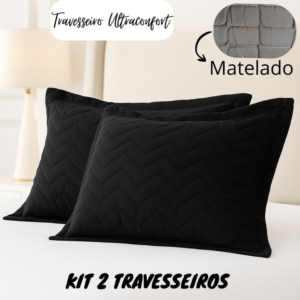 Travesseiro Matelado Ultra﻿confort kit Com 2 Travesseiro Para Cama de Casal