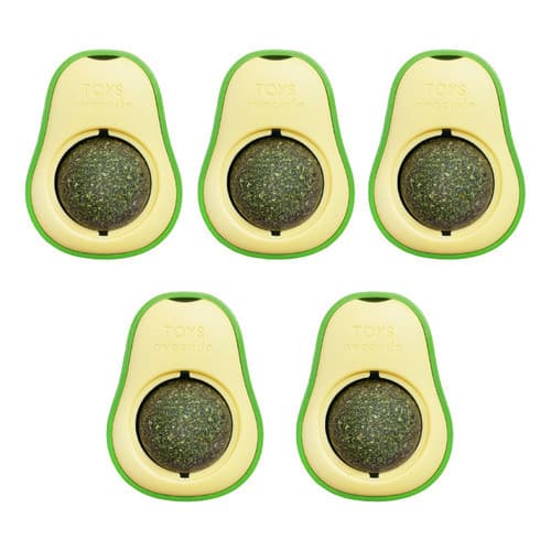Kit 5 Abacates Brinquedo Interativo para Gatos com bola Catnip