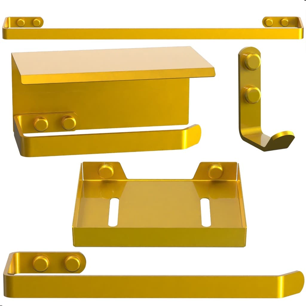 Kit de Acessórios Para Banheiro 5 Peças Dourado SF MAX