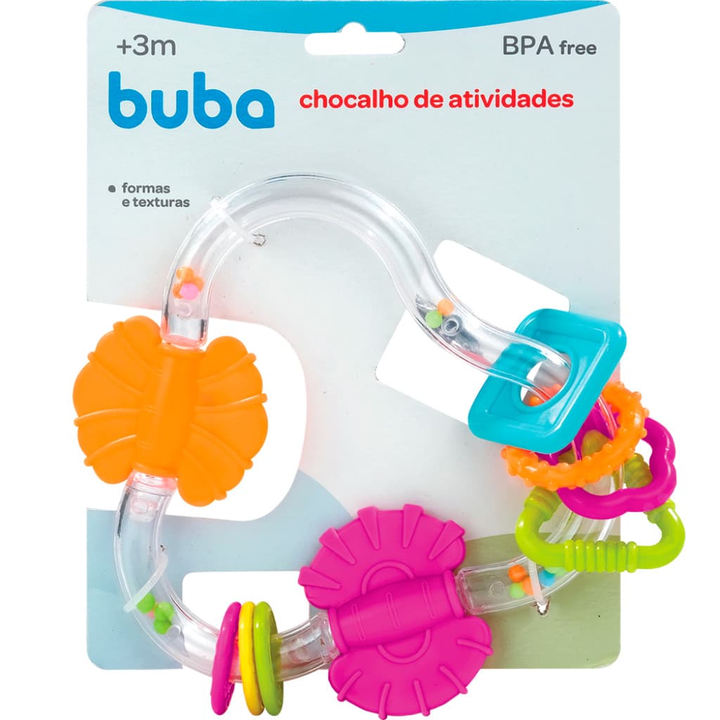Chocalho Infantil Mordedor Interativo Buba Brinquedo Bebê