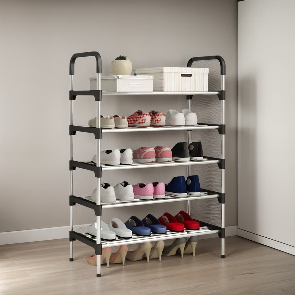 Rack Vertical Sapateira 5 Prateleiras 15 Pares Aço Inox Cor