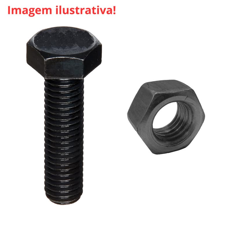 50 Parafusos Sextavado 6x40 Aço 8.8 MA - Rosca Inteira + porcas