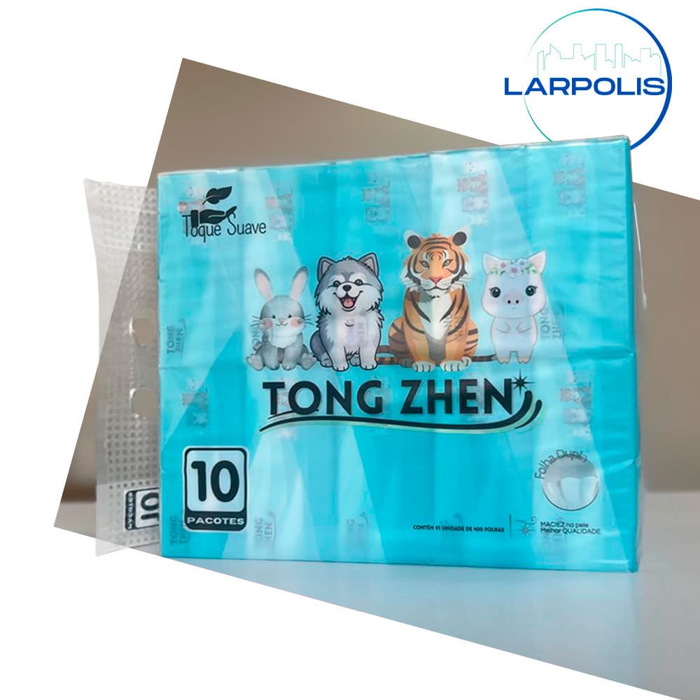 Kit 10 Pacote de Lenços Papel Tong Zhen com 400 folhas Descartável Ecológico 5 Camadas Macio