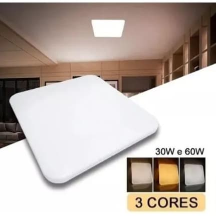 Luminária Plafon ATC 43x43 30/60W Multicores ESTRELADO BORDA INFINITA 3000/4000/6500K Bivolt
