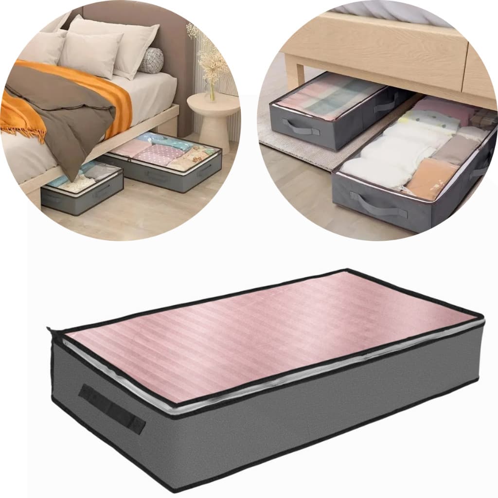 Caixa Organizadora Multiuso Grande Para Cobertas Edredom e Roupas Com Tampa e Visor 80x45cm