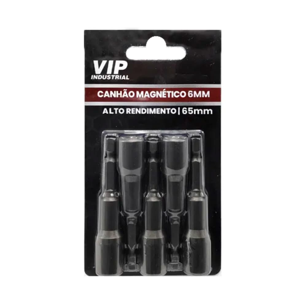 Jogo com 5 Bits Sextavado Canhão Magnético 6mm Encaixe 14" VIP INDUSTRIAL 901043