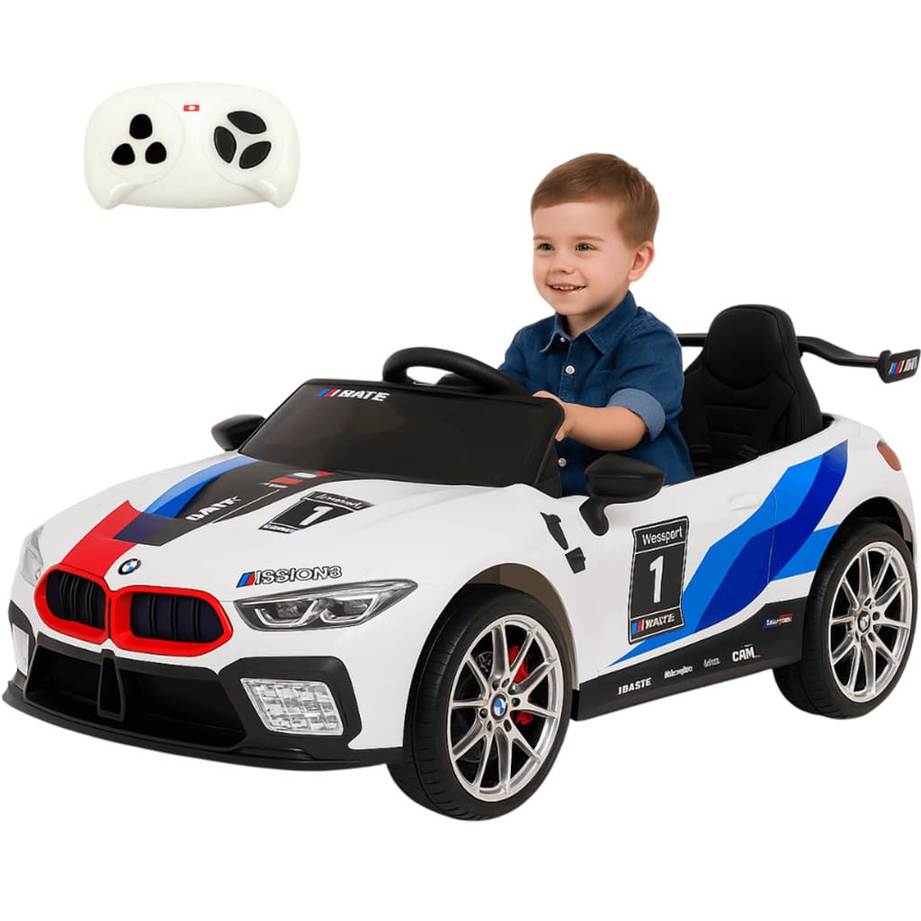 Carro Elétrico Infantil Biemme Race Car Branco 12V Controle