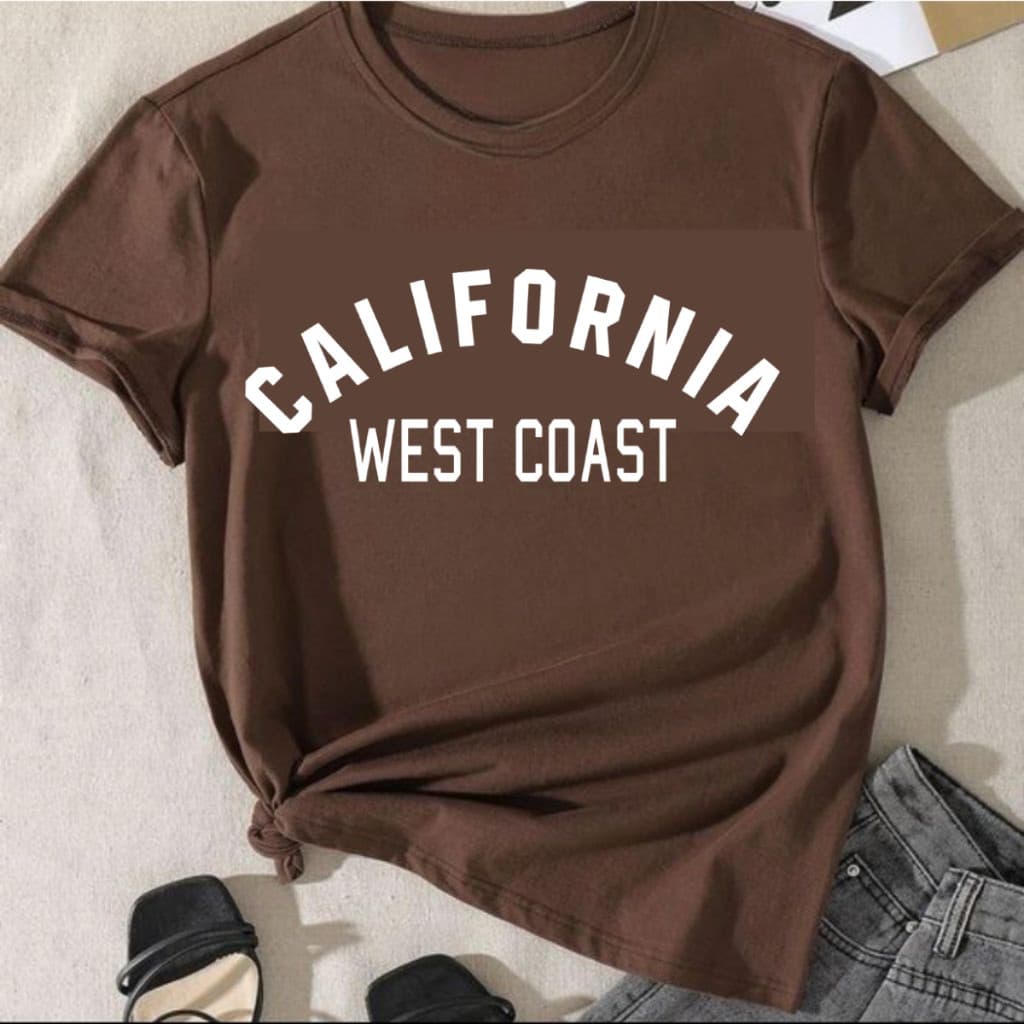 Camiseta T-Shirt Feminina Gola Redonda California 100% Algodão Camisa