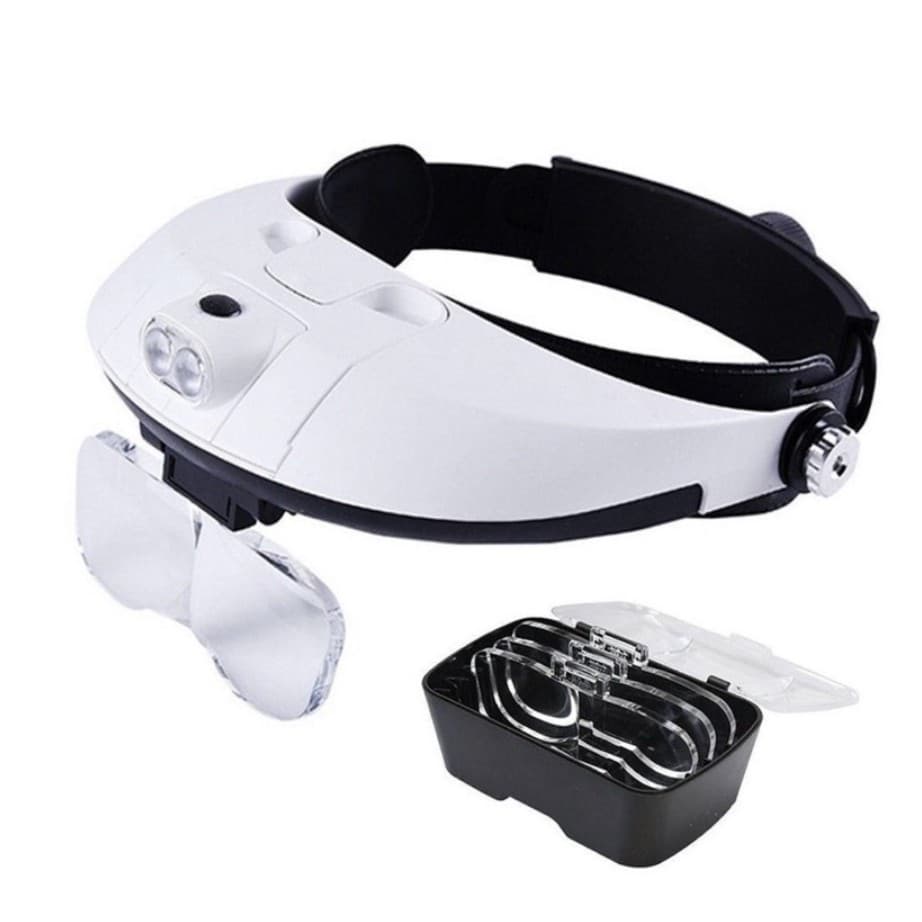 Super Lupa De Cabeça Com Led Profissional 2 Leds + 5 Lentes Aro Ajustável GB