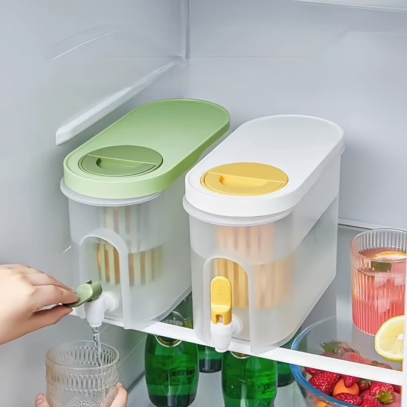 Garrafa de Refrigeração 3L com Torneira, Copos e Dispenser para Água Fria e Limonada