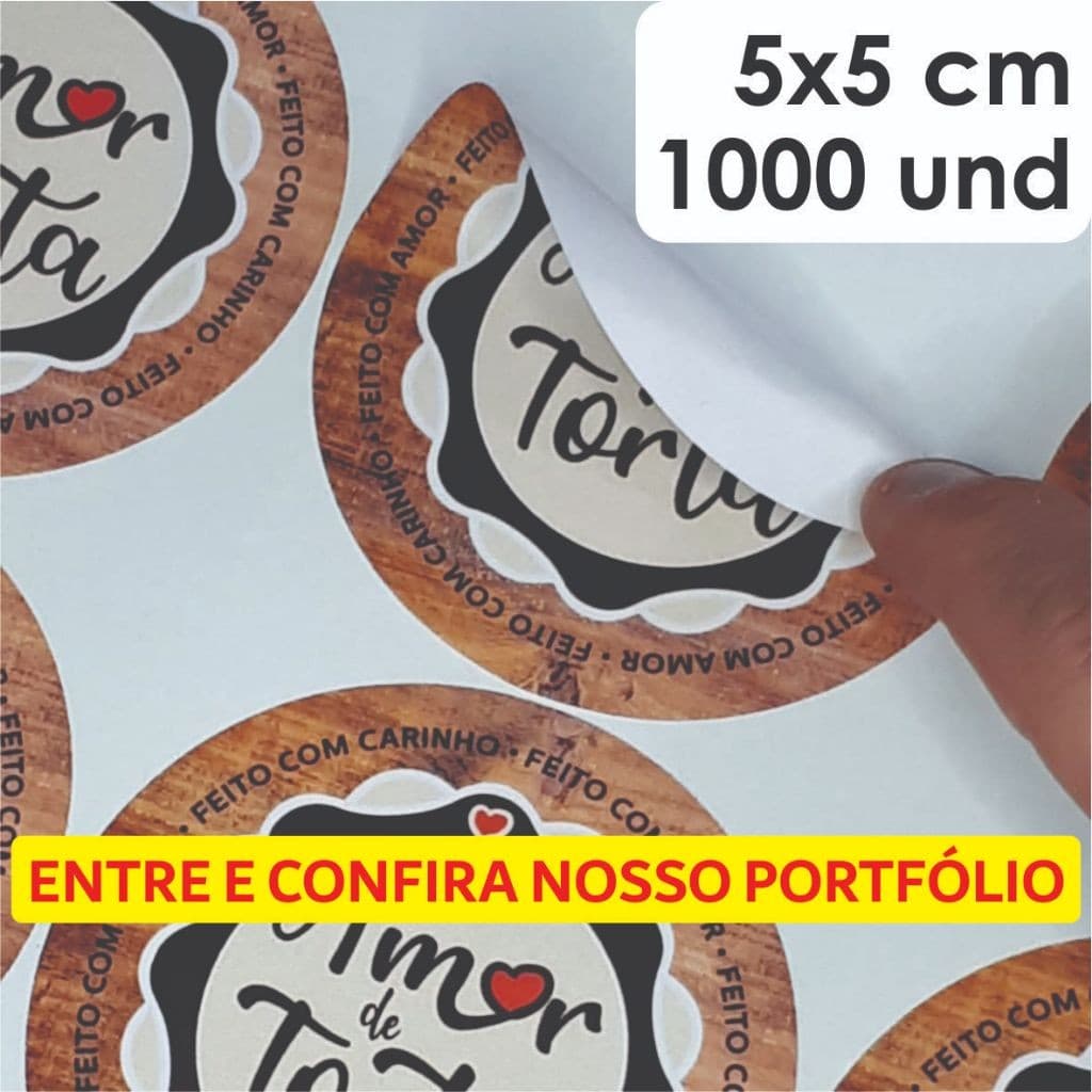 1000 Etiquetas Adesivas Personalizadas - 5x5 Cm
