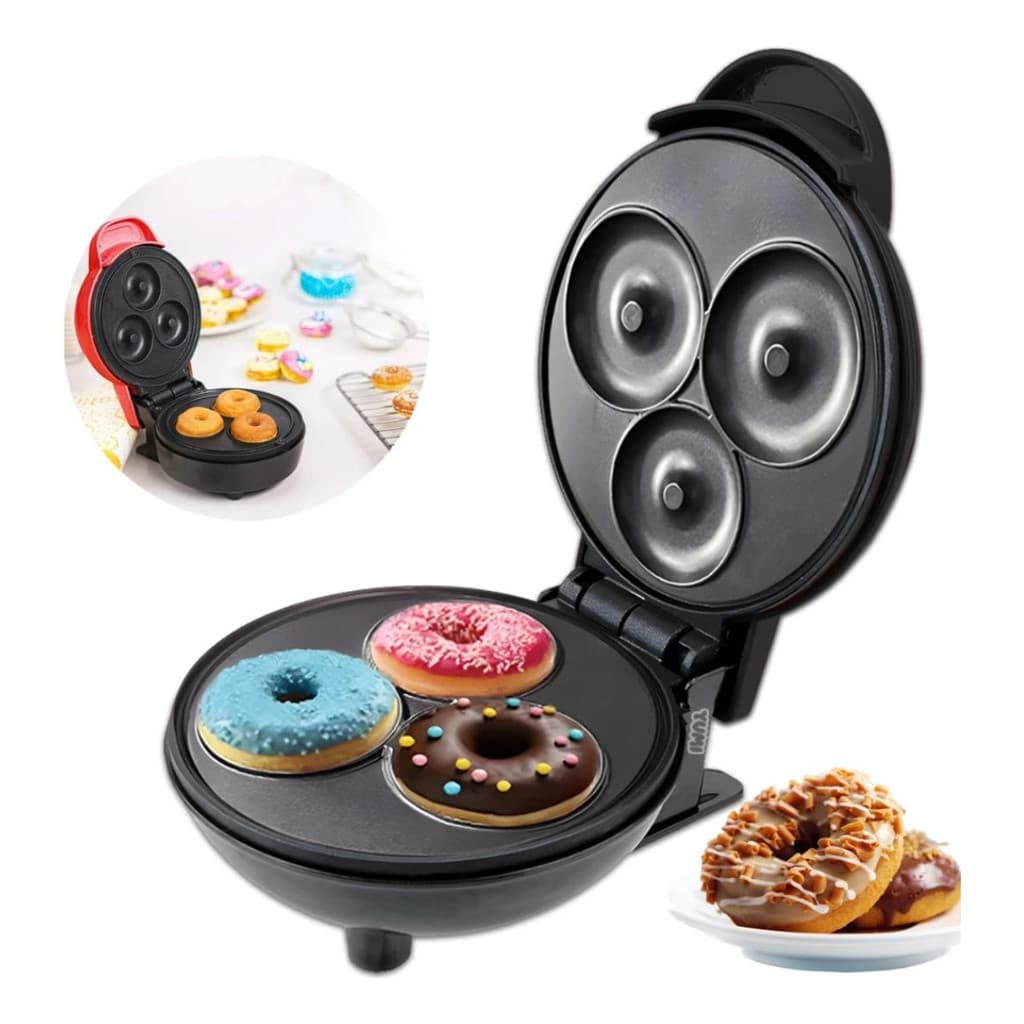 Maquina De Donuts Mini Faz 3 Rosquinhas Confeitaria Waffle