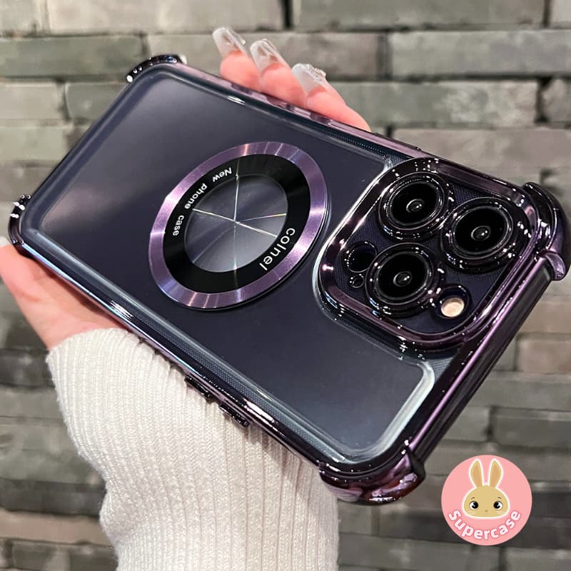 Capa Transparente Magnética Luxuosa À Prova De Choque Para Motorola Edge 60 50 Fusion 50 Neo Pro Moto G86 G72 G60S G40 G