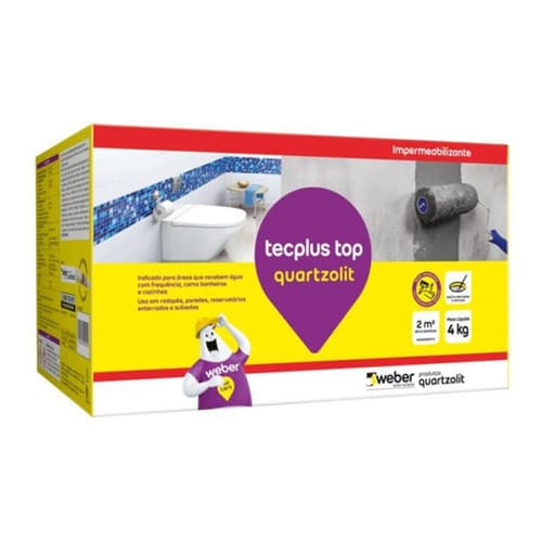 Impermeabilizante Tecplus Top Quartzolit 4kg Fl Banheiro Cozinha Argamassa Polimérica Semi-Flexível