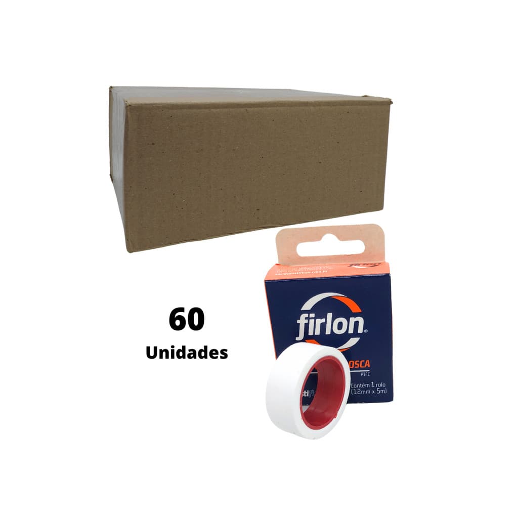 60 Unidades Fita Veda Rosca Firlon 12mm x 5m Vedação Hidráulica Geral