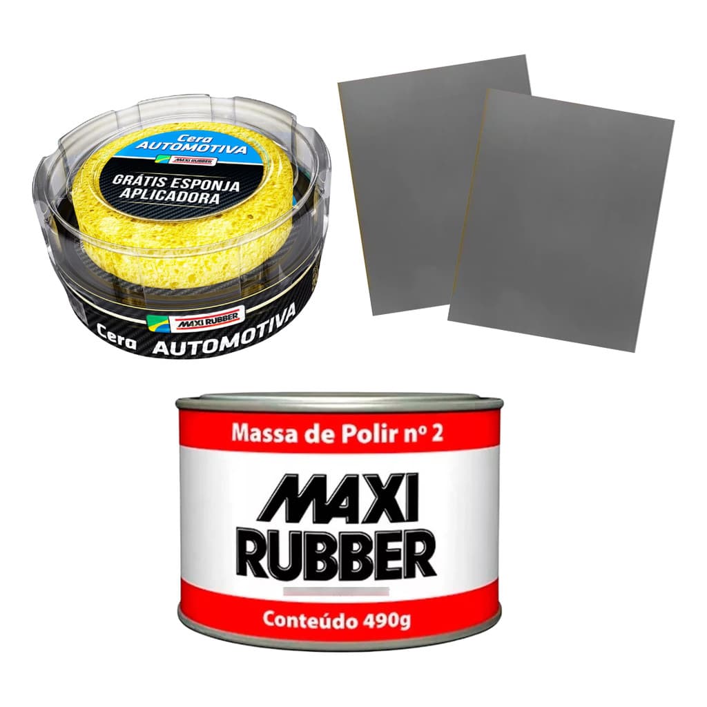 MASSA POLIR N°2 490G + CERA AUTOMOTIVA +2 LIXAS D'AGUA 1200