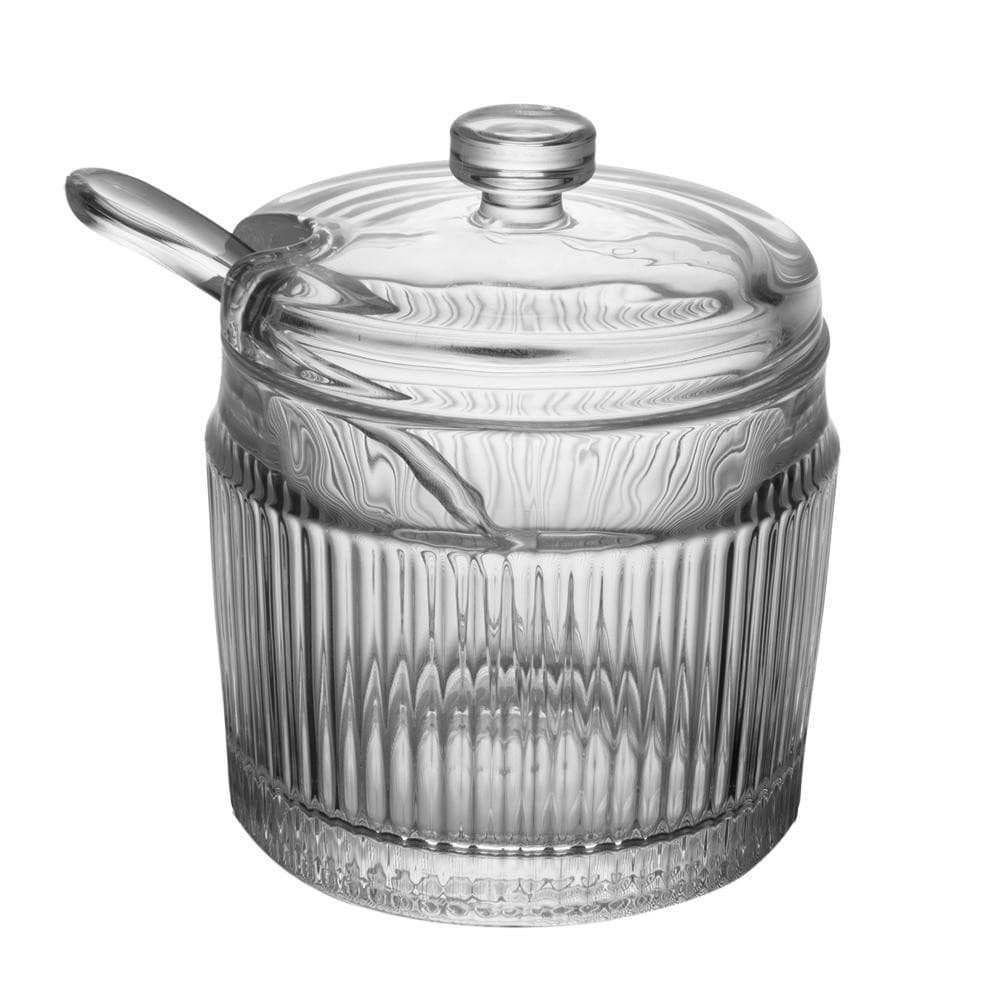 Açucareiro com Colher e Tampa Lines Wolff 10cm x 7,5cm Vidro