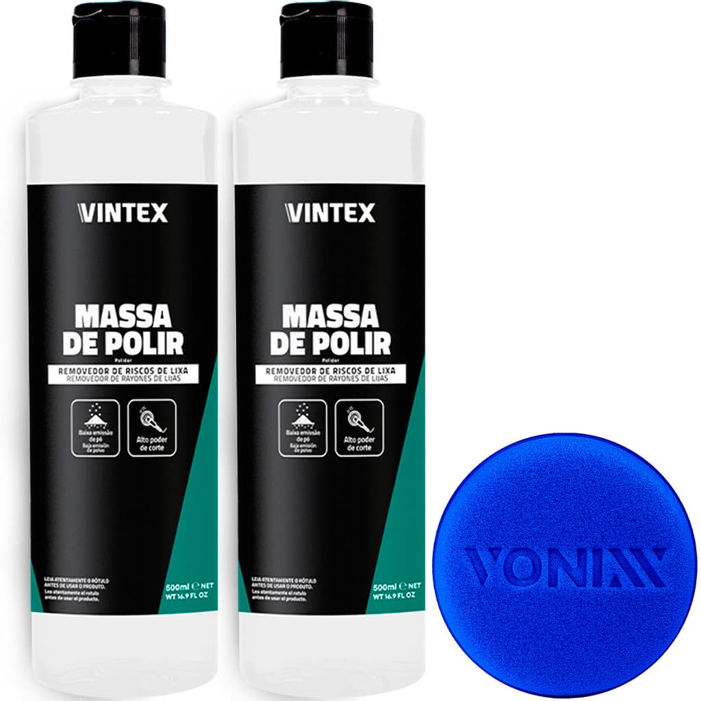 Kit 2 Massa de Polir 500ml Vintex Vonixx Base de Água Tira Riscos