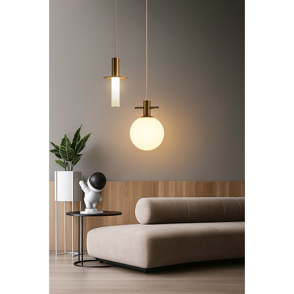 Pendente LED Decorativo Dourado 6W 3 Cores de Luz Luxo Moderno para Sala Quarto ou Gourmet