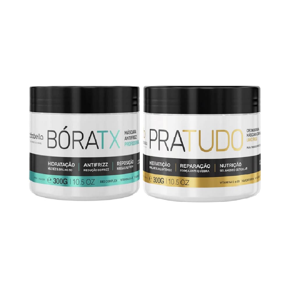 Borabella Boratox Capilar Antifrizz 19 Aminoácidos 300gr + Mascara Pratudo Cronograma Capilar 300gr