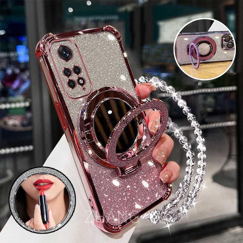 Capa Para Redmi note 11 11s pro 4G De Telefone À Prova De Choque 3D Suporte Espelho De Maquiagem Nova Pulseira Macia Usa