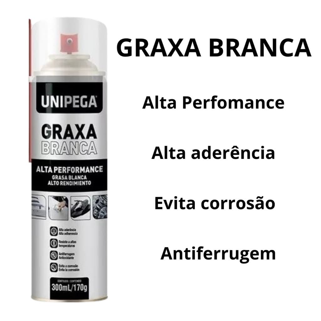 Graxa Em Spray De Alta Performance Branca 300ml - Unipega