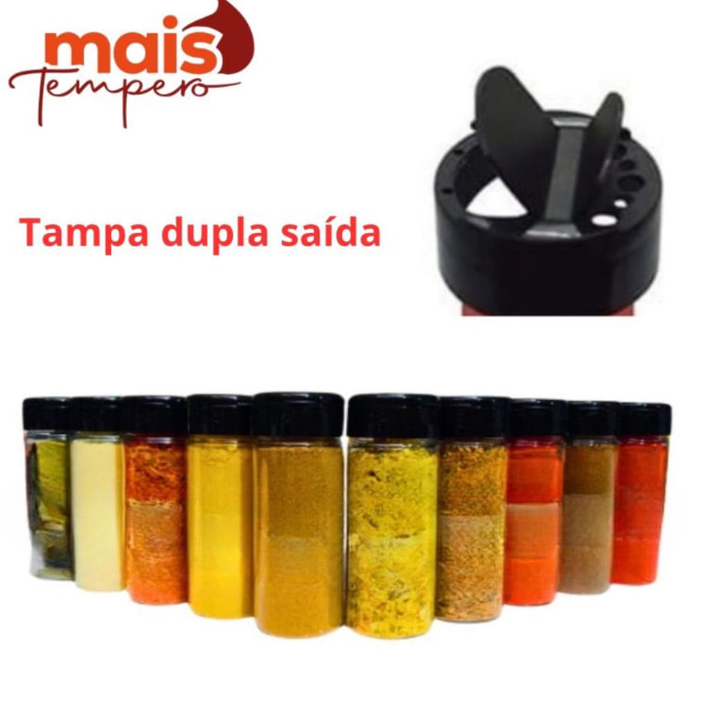 TEMPEROS E CONDIMENTOS NO POTE KIT COM 10 UNIDADES COM TAMPA DOSADORA DUPLA