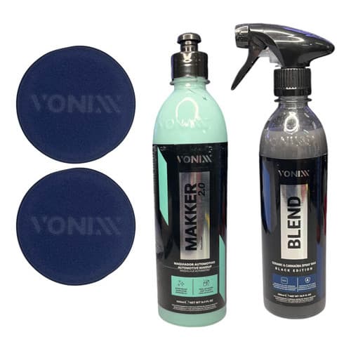 Makker Maquiador Automotivo Vonixx + Cera Blend Spray Black + Aplicadores de Espuma