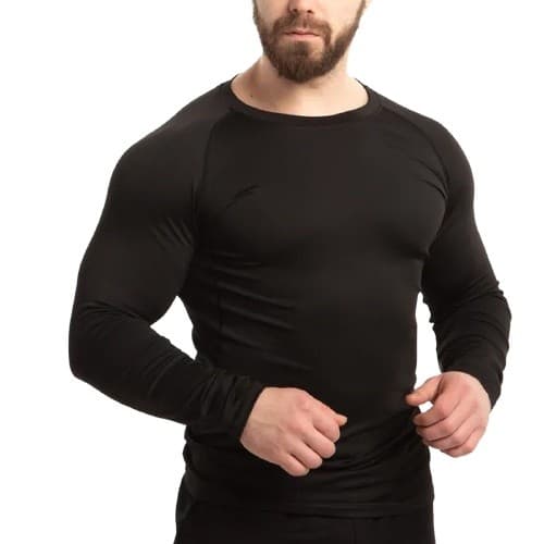 Camisa EsportivsaTreino Roupa de Treino, Camiseta de Treinar Preta Segunda Pele Protecao Termica