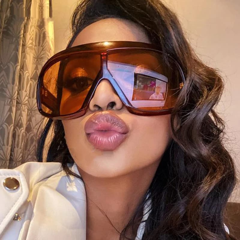 Novo Oversized Uma Peça Óculos De Sol Feminino Marca Moda Grande Escudo Masculino Na Luxo Ao Ar Livre UV Tons Eyewear