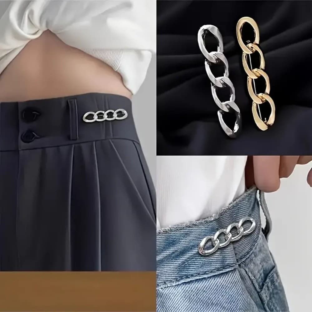 Fivela De Cintura Estilo Pino , Corrente De Liga , Estreita , Jeans Ajustável , Ajustador , Prendedor De Botão Destacáve