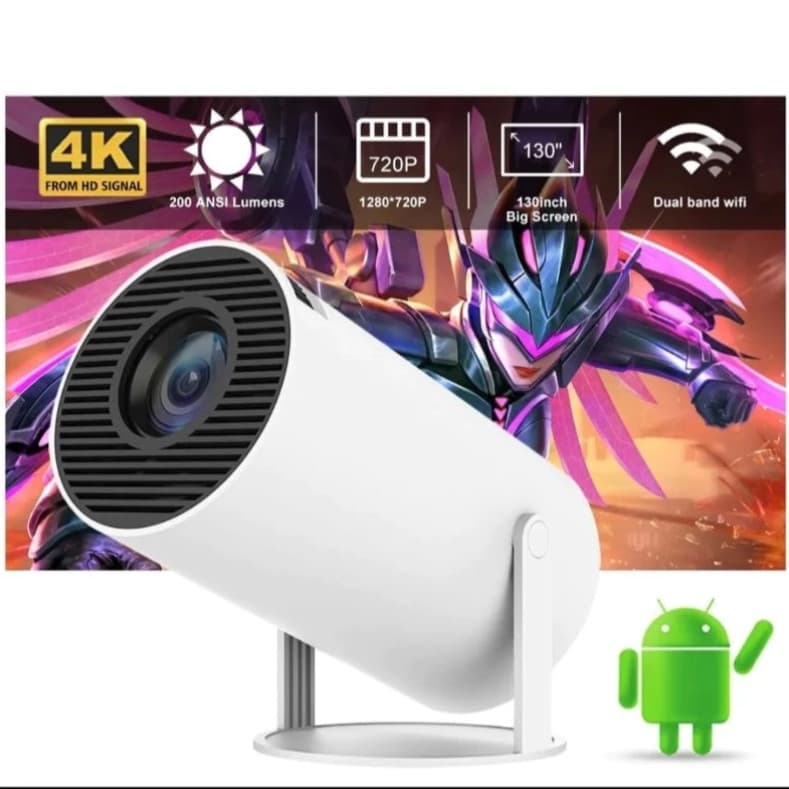 OFERTA Projetor HY300 Smart Portátil roid 11 4K Ultra HD com Wifi, Bluetooth e Alto-falante Integrado