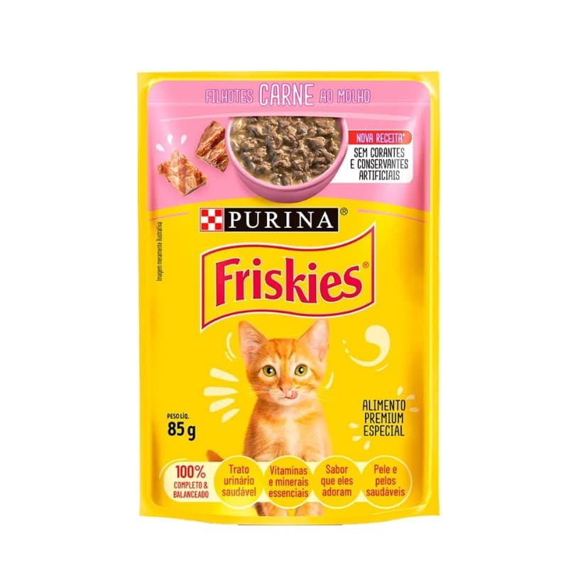 SACHÊ FRISKIES GATOS FILHOTES CARNE AO MOLHO 85GR